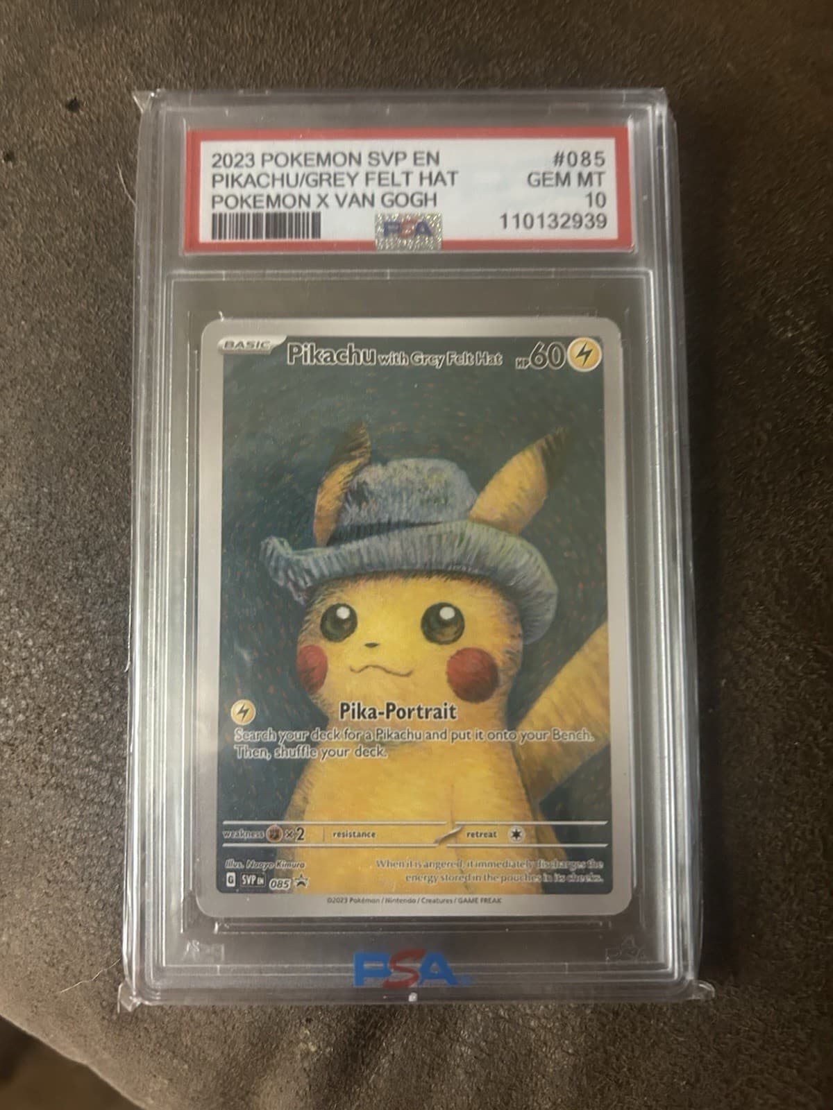 Pokemon TCG Pikachu with Grey Felt Hat SVP Promo 085 EN Holo PSA 10
