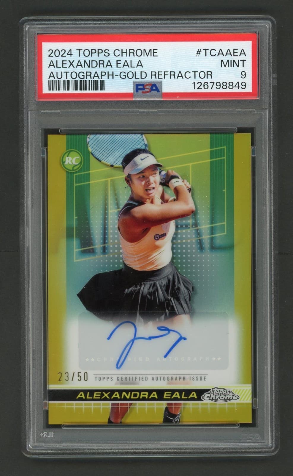 2024 Topps Chrome Alexandra Eala Auto I RC Gold Refractor Rookie #/50 PSA 9