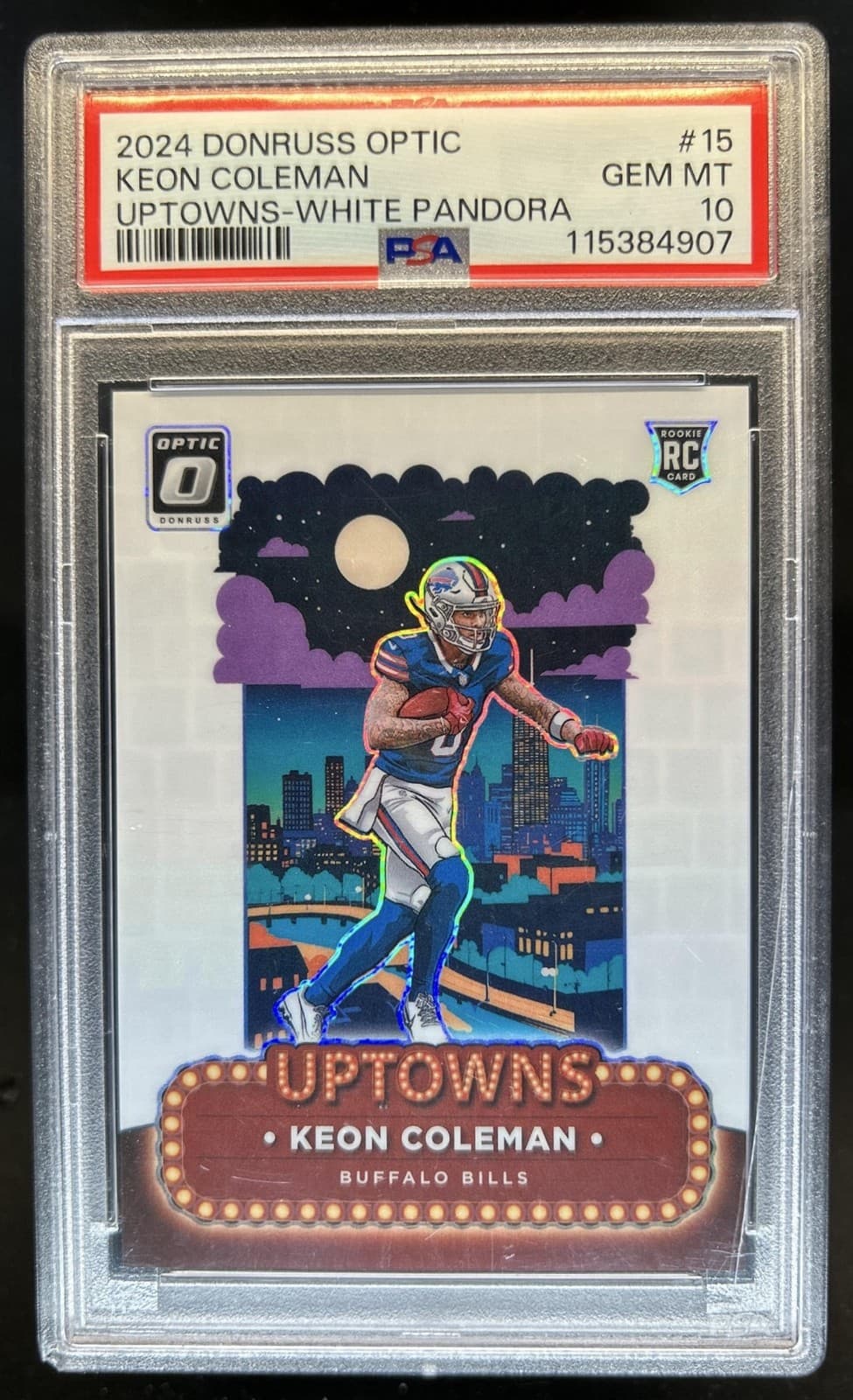 2024 Panini Donruss Optic Keon Coleman Uptowns RC White Pandora SSP #/25 PSA 10
