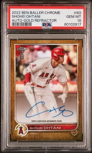 2022 Topps Ben Baller Chrome Shohei Ohtani Gold Refractor Auto /50 PSA 10