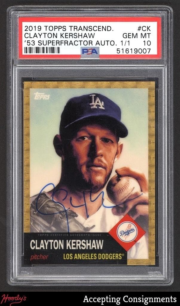 2019 Topps Transcendent '53 Superfractor Clayton Kershaw ON CARD AUTO 1/1 PSA 10