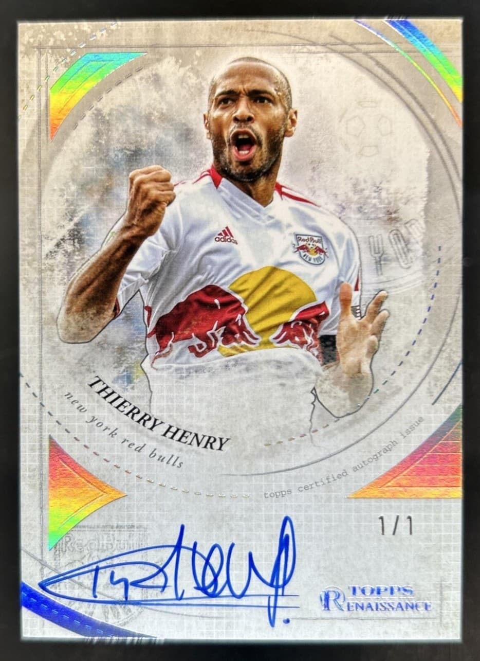 2025 Topps Chrome MLS Thierry Henry Renaissance Auto Platinum #1/1 Red Bulls