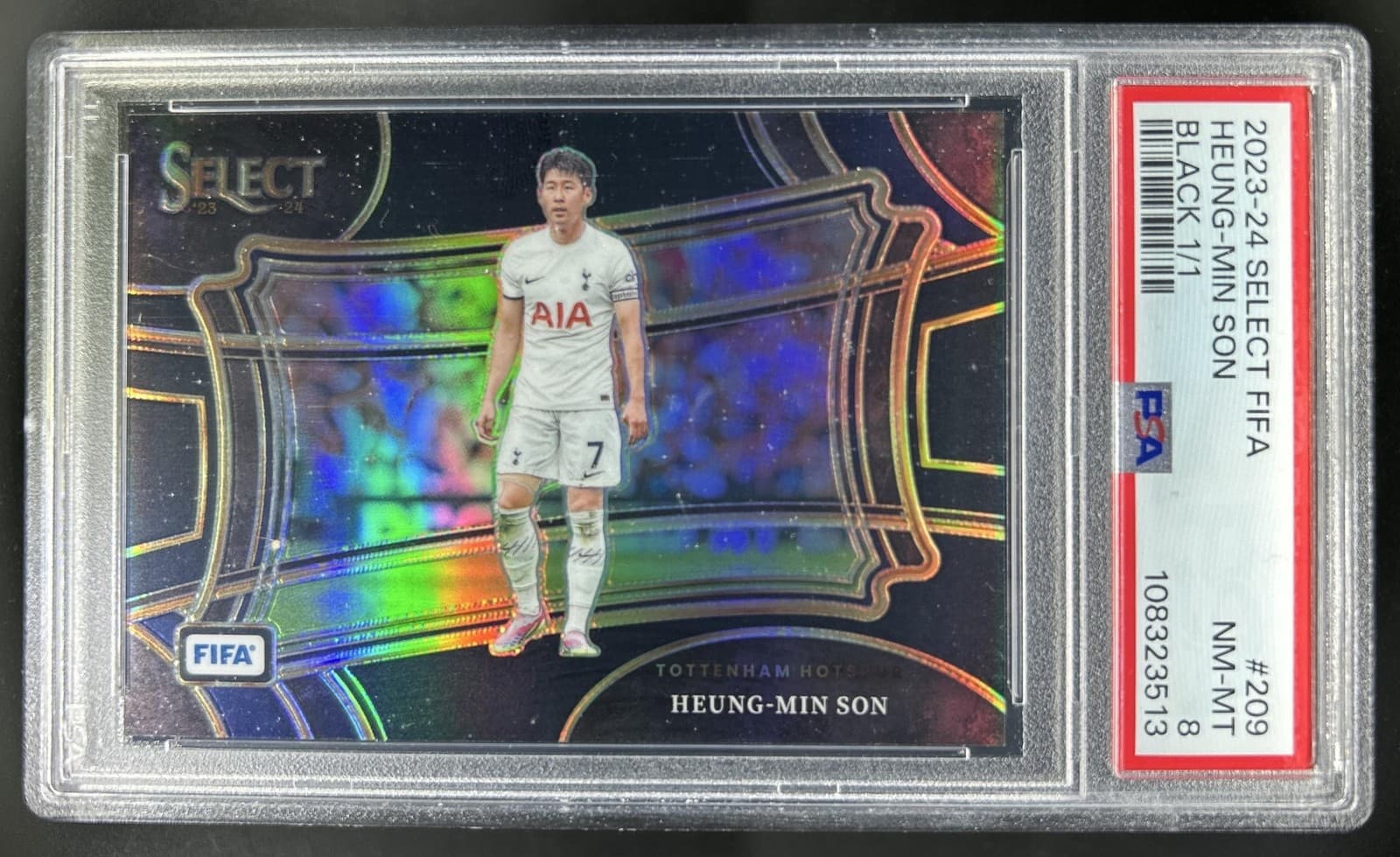 2023-24 Panini Select FIFA Heung-Min Son Black Prizm #1/1 Tottenham PSA 8