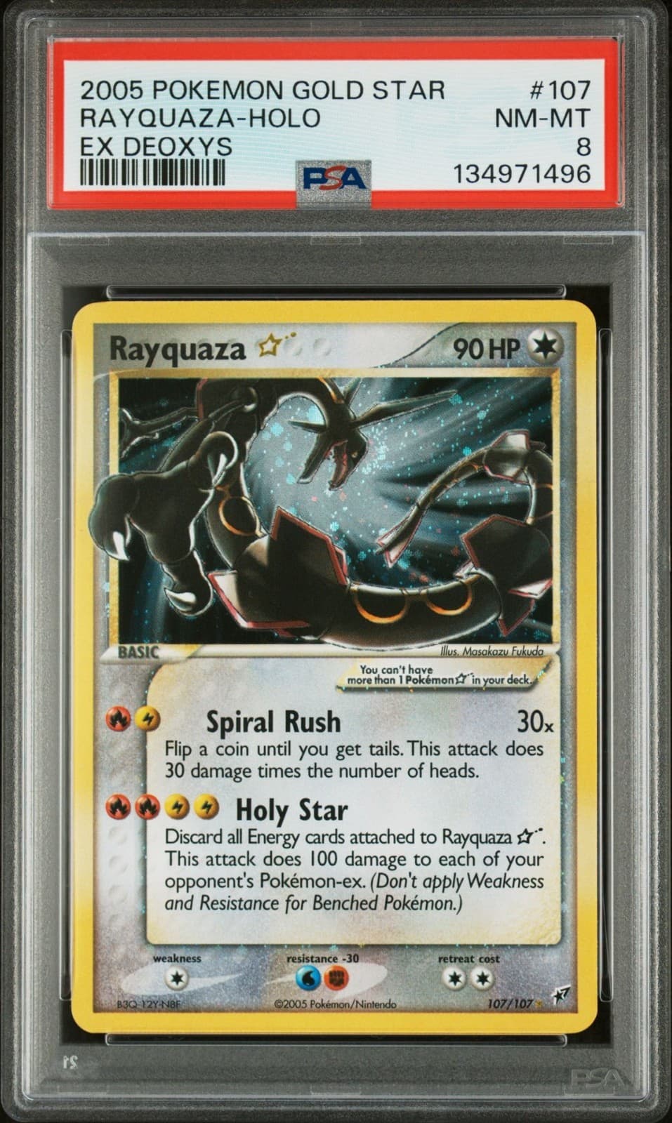 2005 POKEMON EX Deoxys GOLD STAR 107 Rayquaza HOLO PSA 8 134971496 free ship