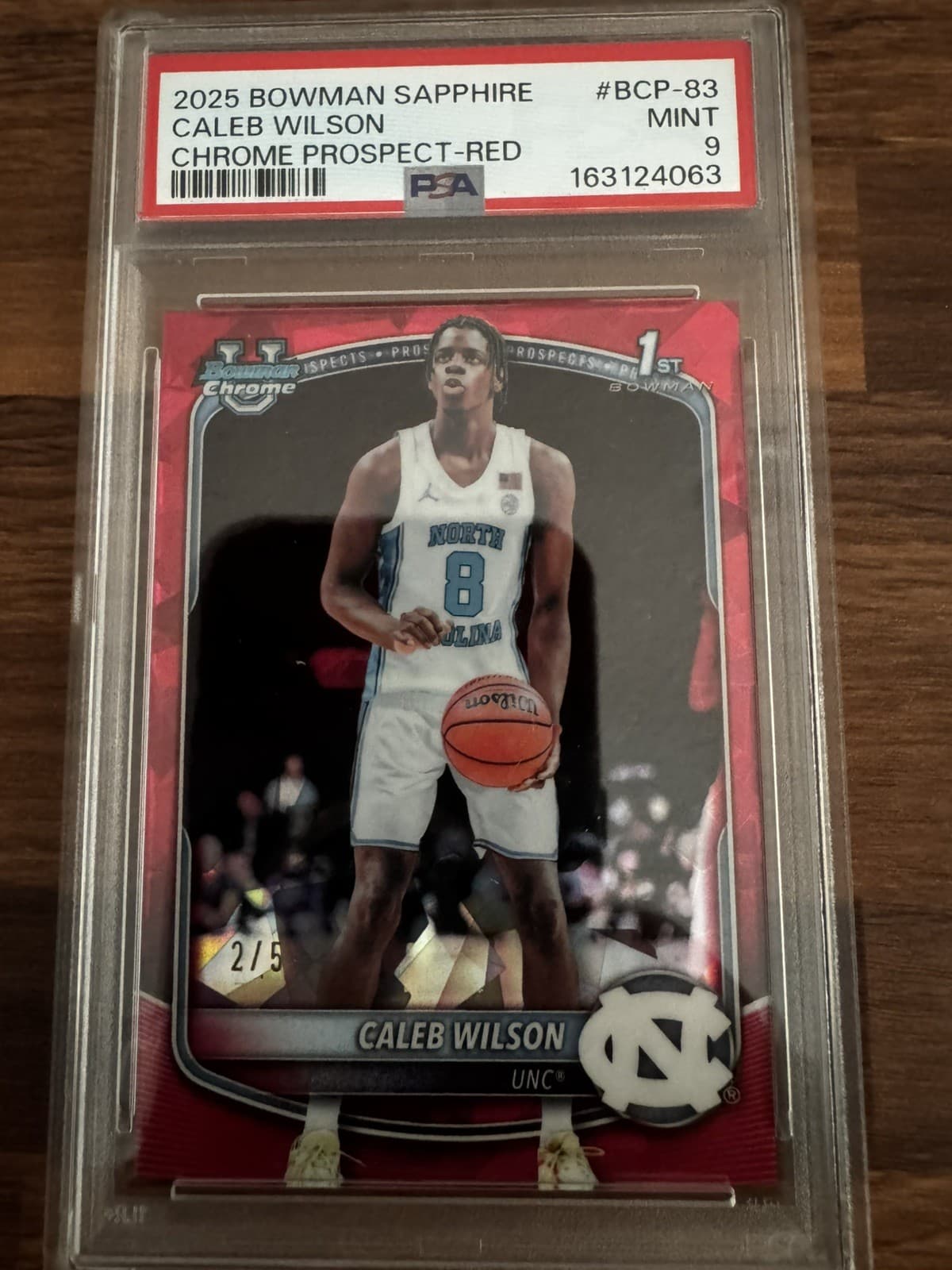 2025-26 Bowman Sapphire Caleb Wilson Chrome Prospect Red 2/5