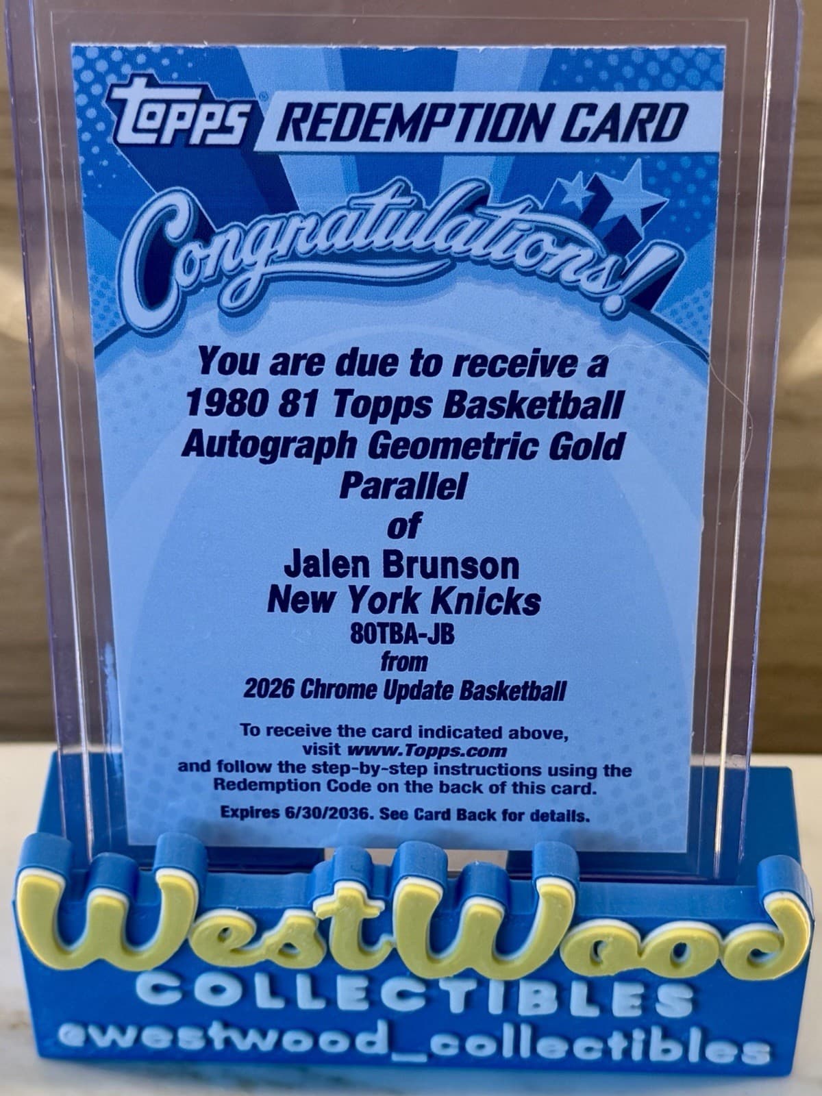Topps 2026 Chrome Update Jalen Brunson 1980-81 Geometric Gold Auto Knicks