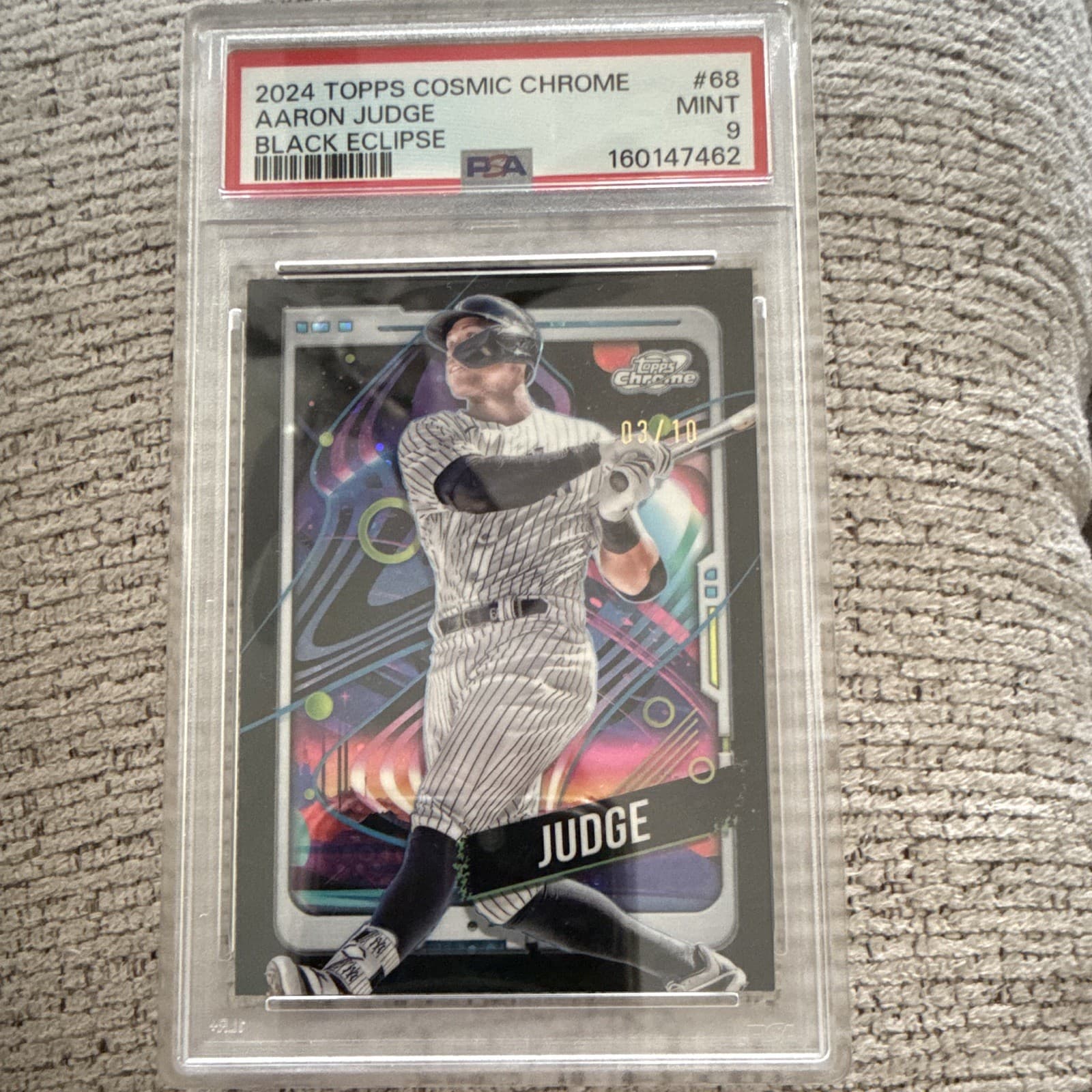 Topps 2024 Cosmic Chrome Aaron Judge #68 Black Eclipse Refractor /10 PSA 9