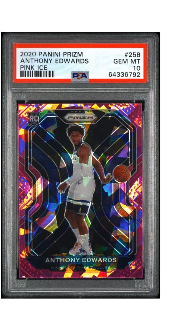 Panini 2020-21 Prizm Anthony Edwards RC Pink Ice Prizm #258 Timberwolves PSA 10