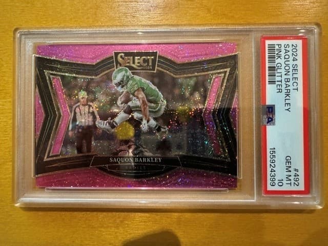 2024 Select Football Saquon Barkley Pink Glitter PSA 10 10/15