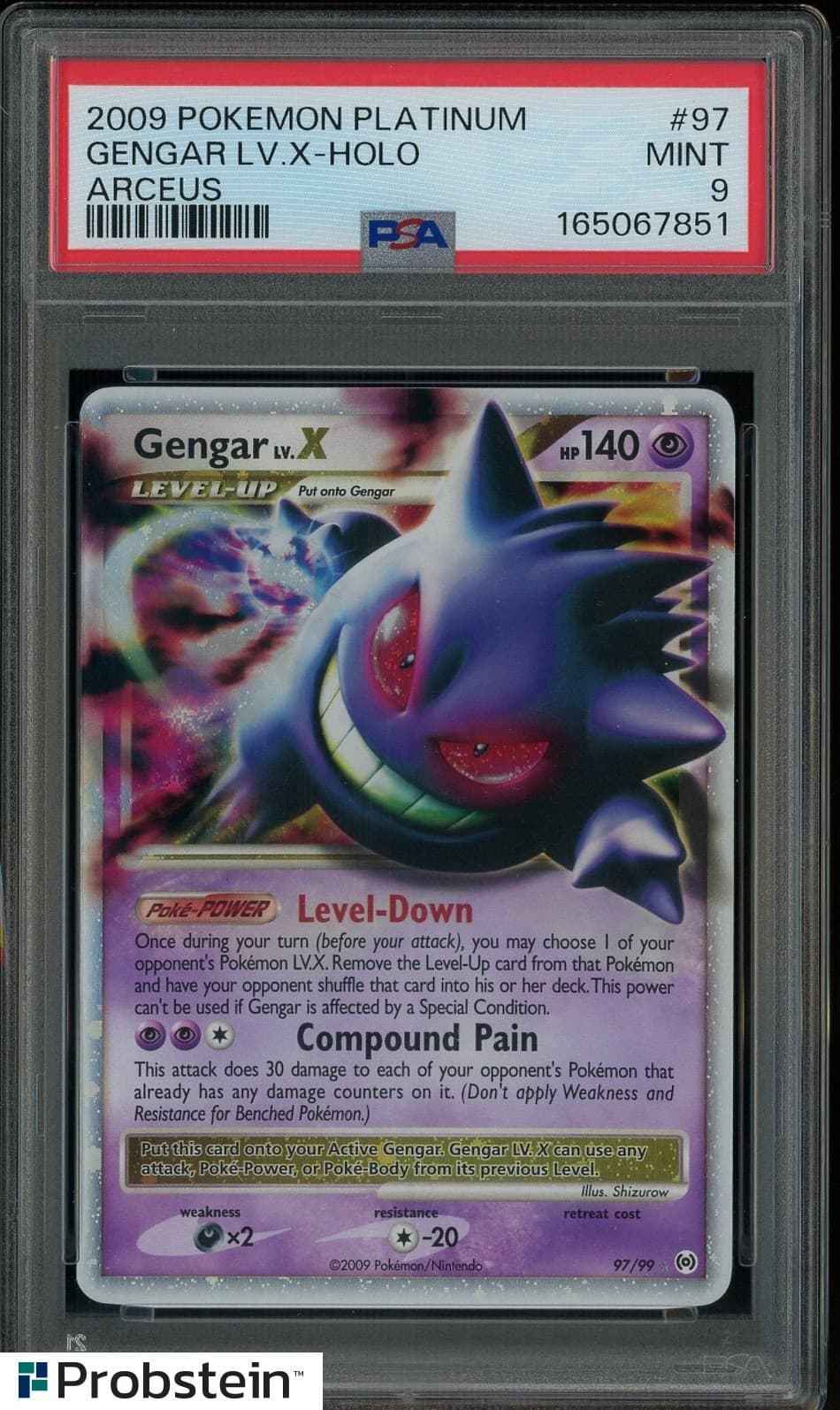 2009 Pokemon Platinum Arceus #97 Gengar Lv.X-Holo Arceus Psa 9 Mint