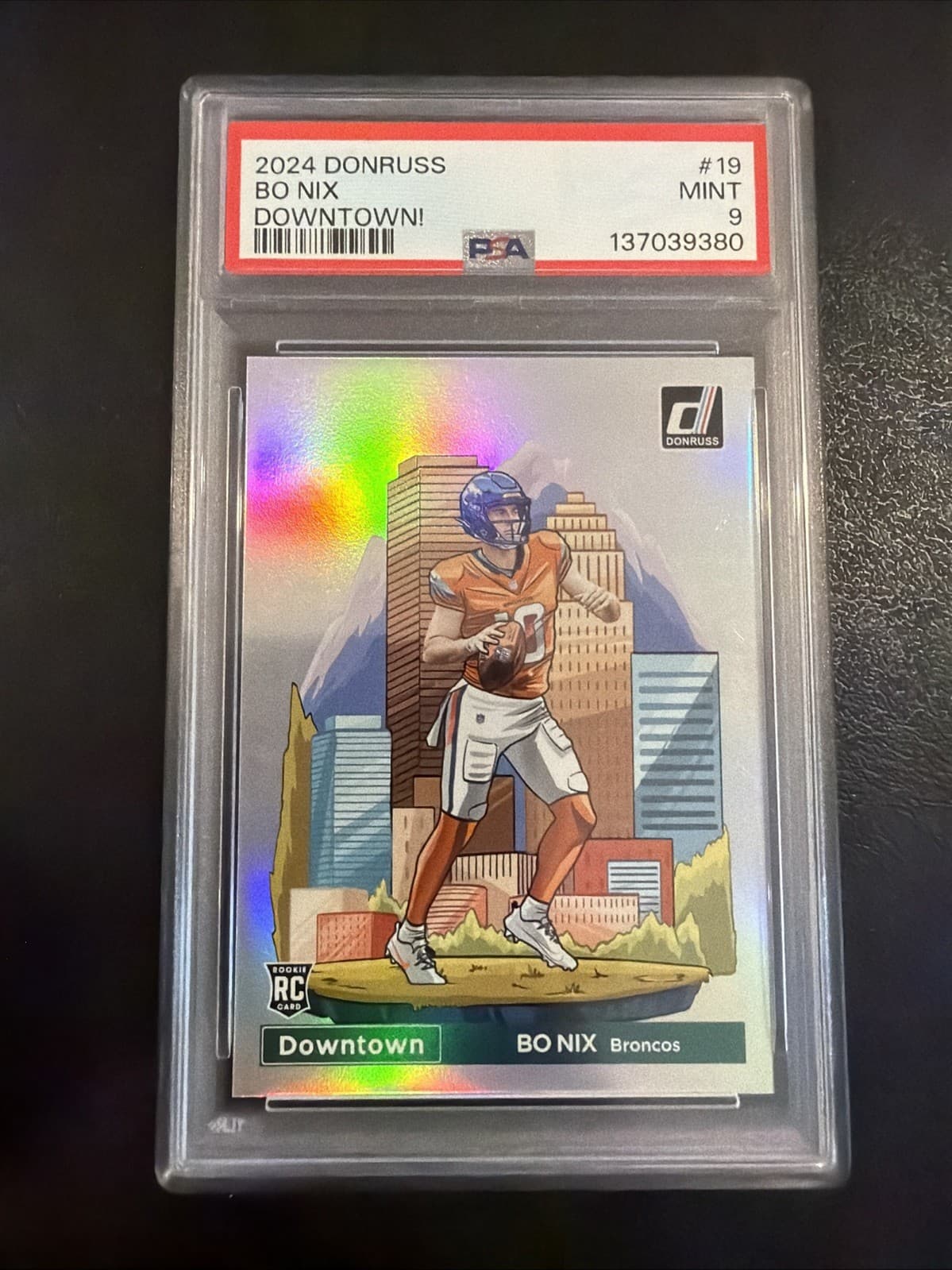 2024 Panini Donruss - Downtown! Bo Nix #19 (RC) PSA Mint 9