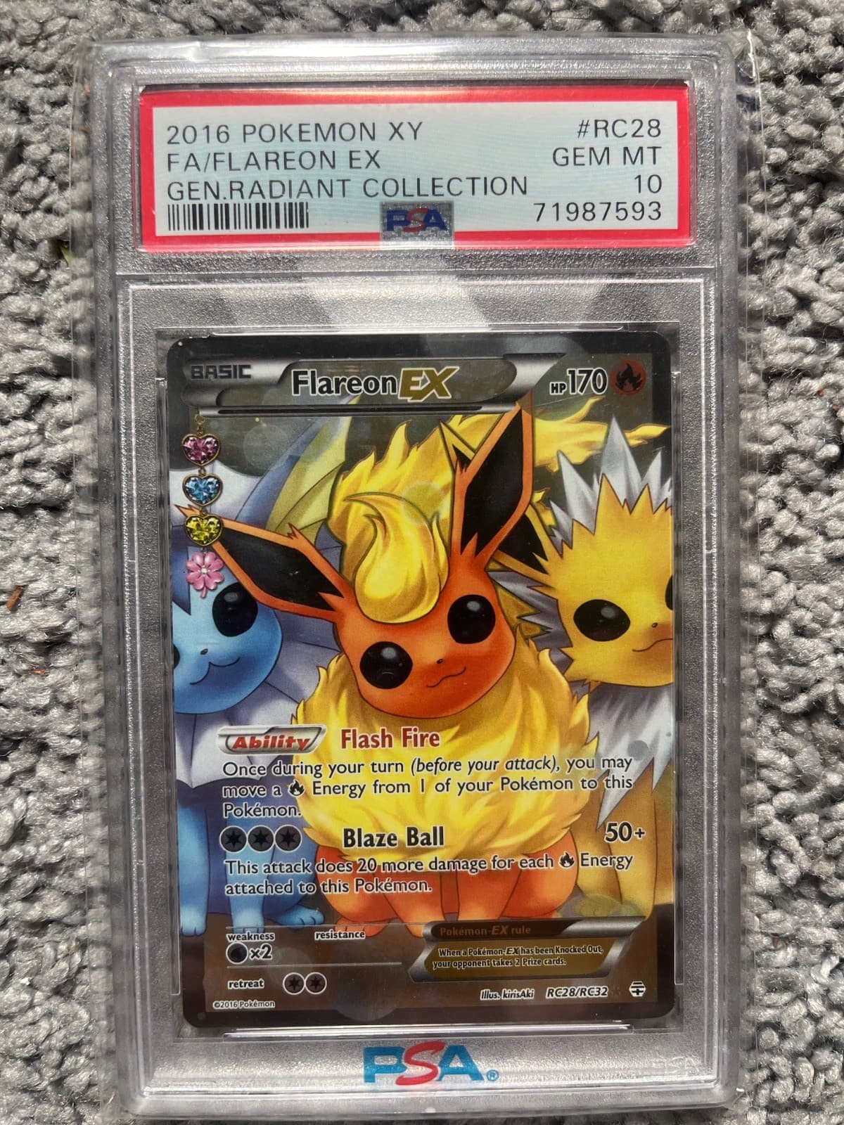 2016 POKEMON XY GENERATIONS RADIANT COLLECTION #RC28 FULL ART/FLAREON EX PSA 10