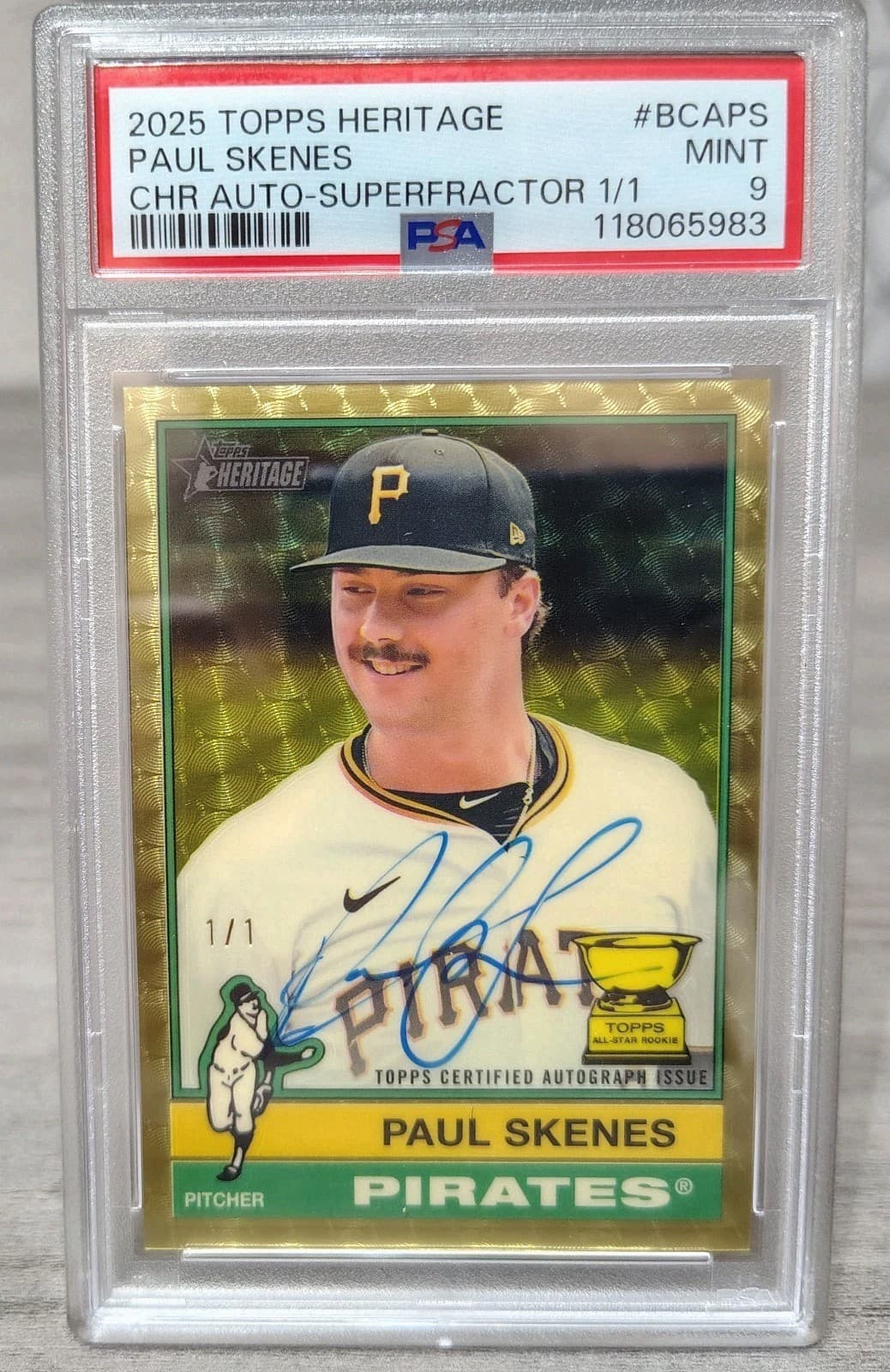2025 Topps Heritage Baseball Paul Skenes Chrome Superfractor Auto 1/1 PSA 9