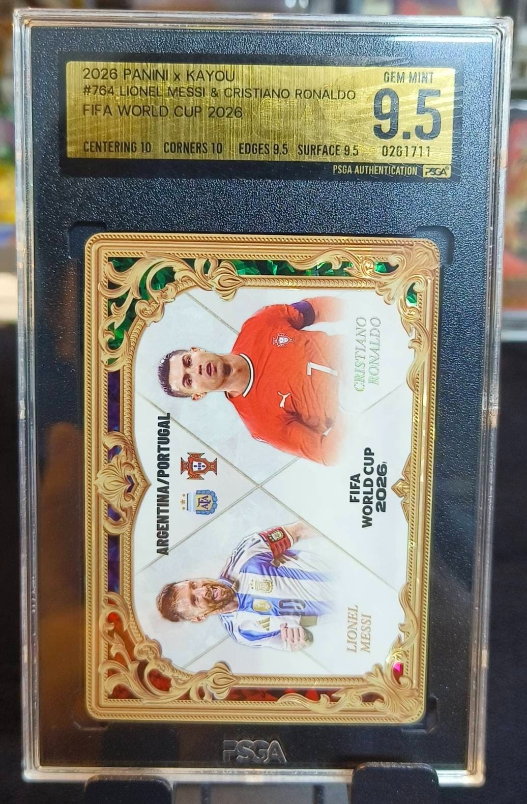 2026 Panini FIFA World Cup Kayou Golden Lionel Messi Cristiano Ronaldo PSGA 9.5