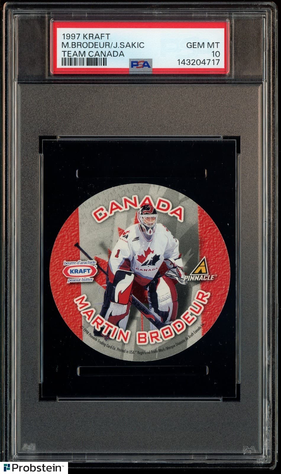 1997 Kraft Hockey Team Canada Martin Brodeur Joe Sakic PSA 10 GEM MINT