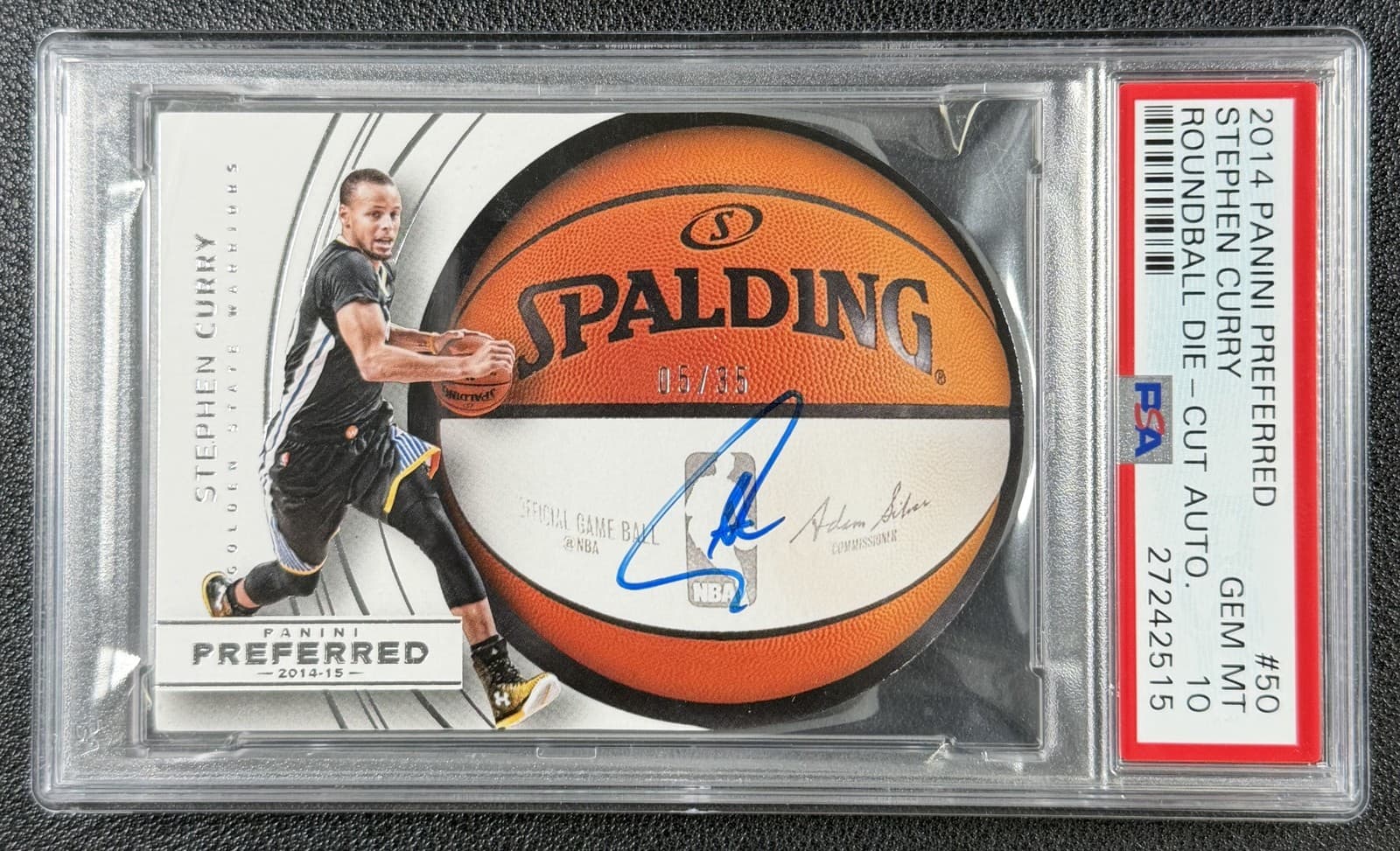Pop 2! Stephen Curry Psa 10 2014 Panini Preferred #50 Roundball Dc Auto 05/35