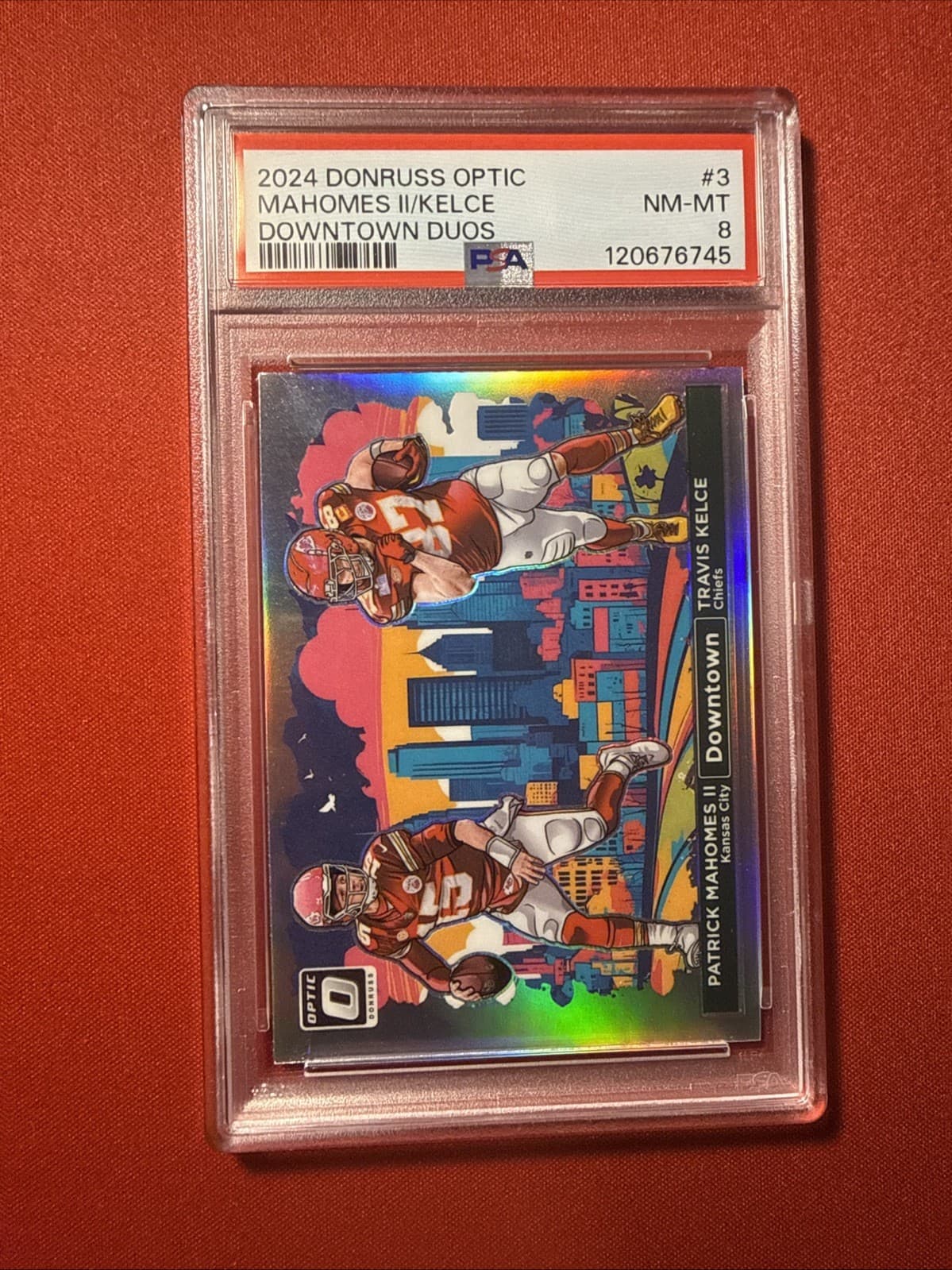 2024 Panini Donruss Optic Downtown Duos - Mahomes, Kelce PSA 8