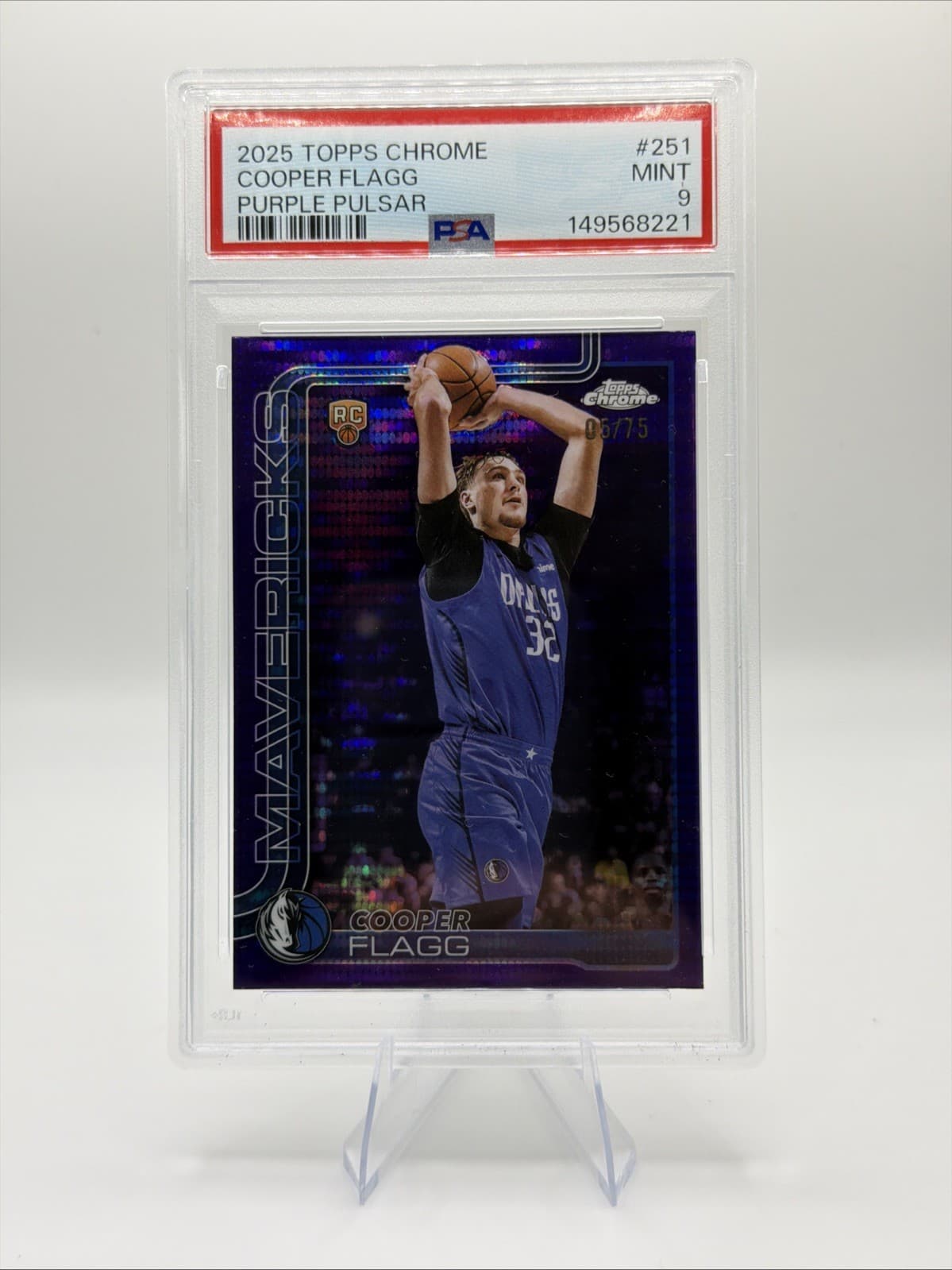 2025 TOPPS CHROME PURPLE PULSAR #251 COOPER FLAGG ROOKIE RC 05/75 PSA 9