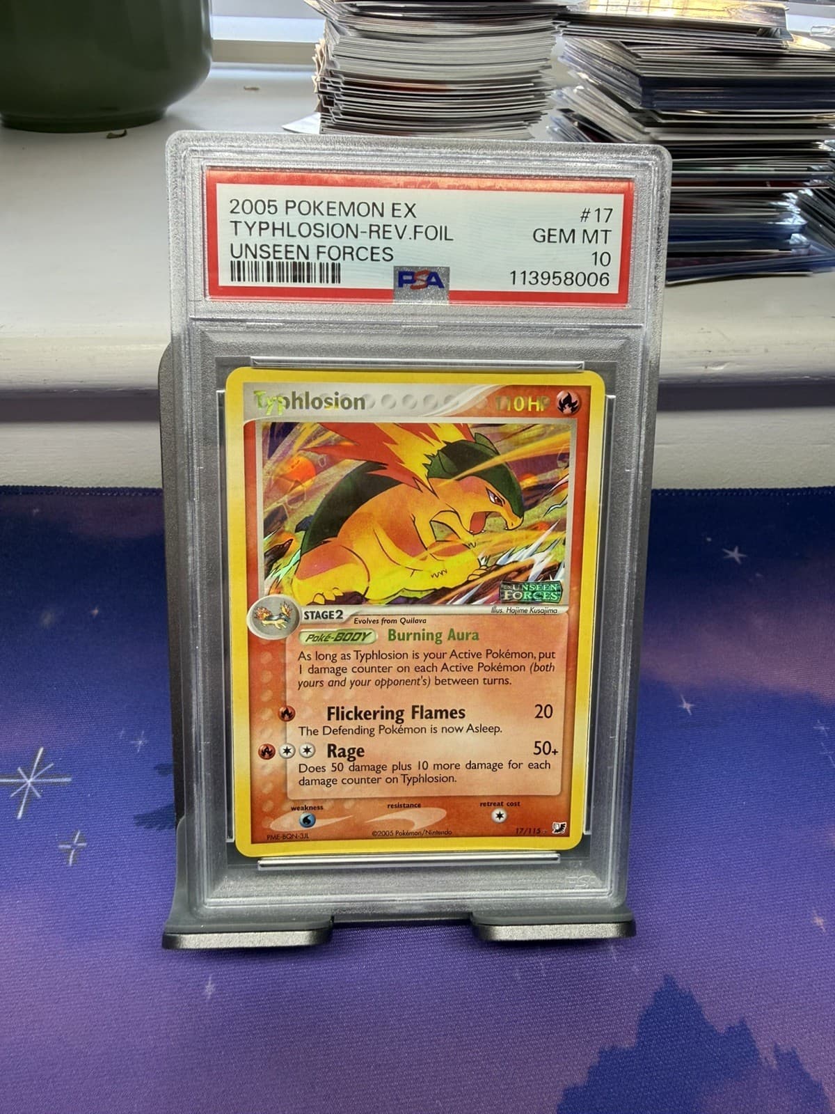 Pokemon Typhlosion Reverse Holo Foil #17 EX Unseen Forces 2005 PSA 10 Gem Mint
