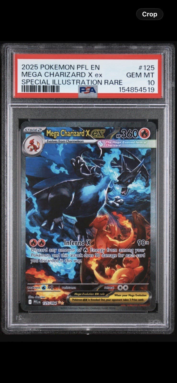 2025 POKEMON PFL EN-PHANTASMAL FLAMES #125 MEGA CHARIZARD X EX PSA 10