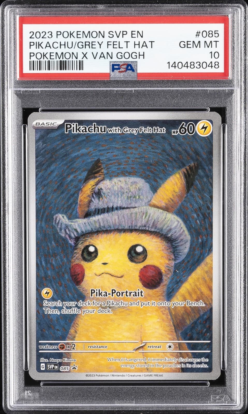 2023 POKEMON SVP EN-SV BLACK STAR PROMO #085 PIKACHU WITH GREY FELT HAT PSA 10