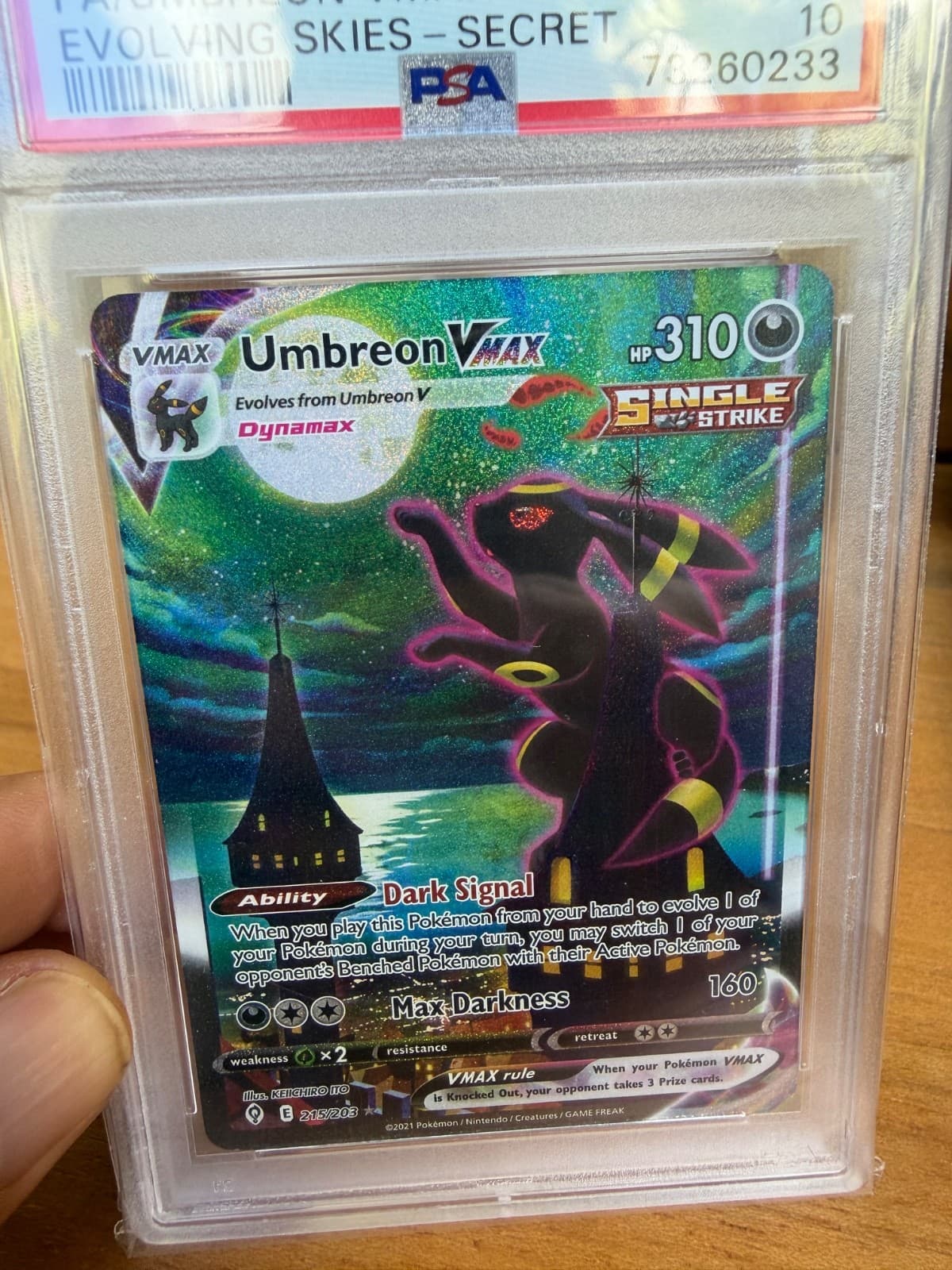 Pokemon 2021 Umbreon VMAX 215/203 Alt Art Evolving Skies GEM MINT PSA 10