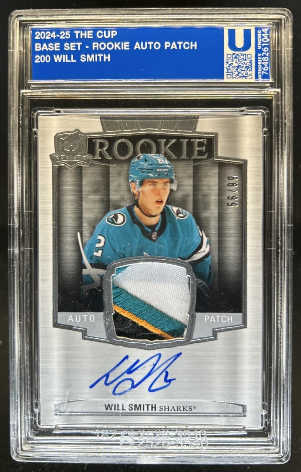 2024-25 Upper Deck The Cup Will Smith Rookie Patch Auto RC #/99 Sharks