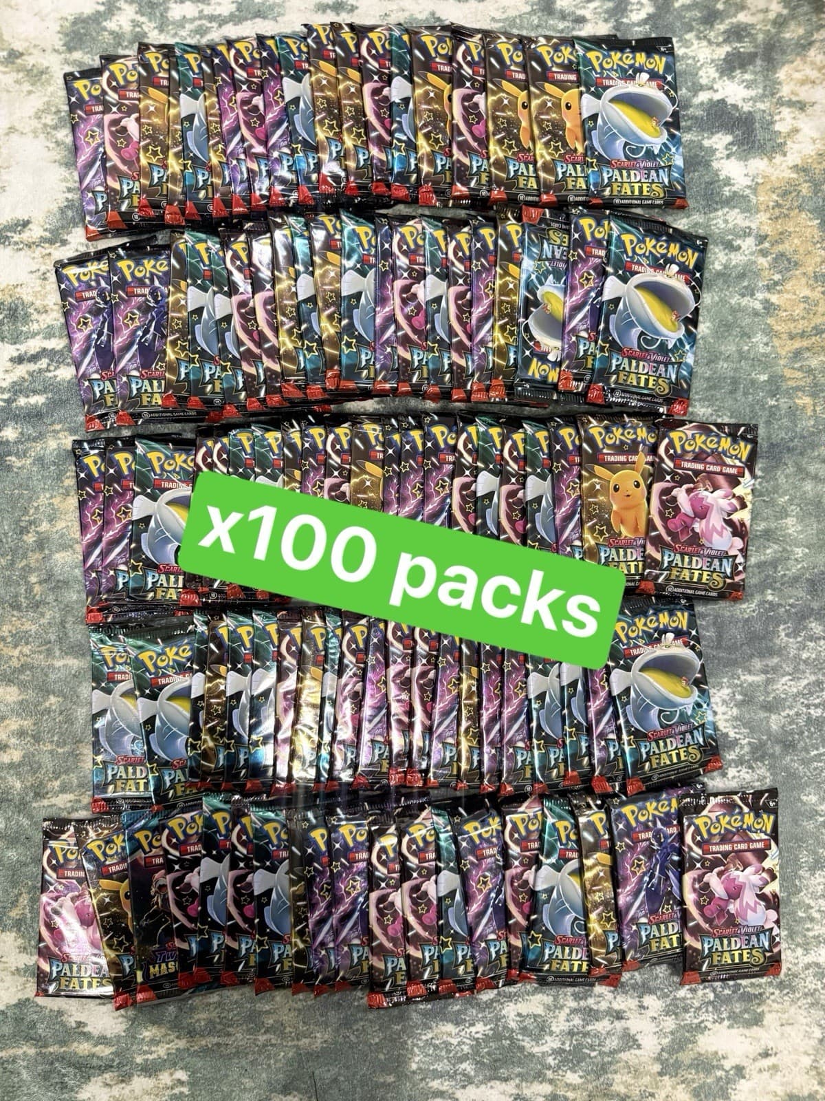 Pokemon Paldean Fates Sealed Booster Packs Bulk Lot of 100