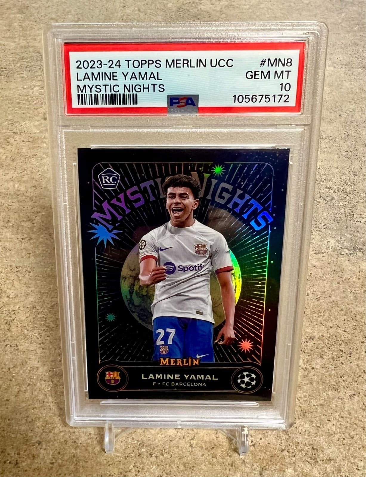 2023-24 Topps Lamine Yamal Mystic Nights - PSA 10 WORLD CUP CHAMPIONS - SPAIN