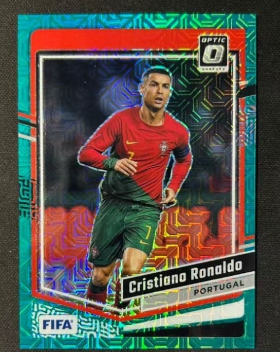 Cristiano Ronaldo 2023-24 Panini Donruss FIFA Optic Teal Mojo /49 #44