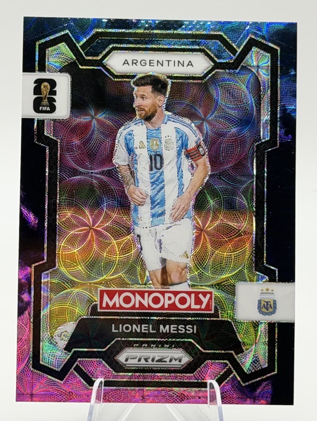 Lionel Messi Nebula SSP Argentina 2026 Panini Monopoly Prizm World Cup Legend!
