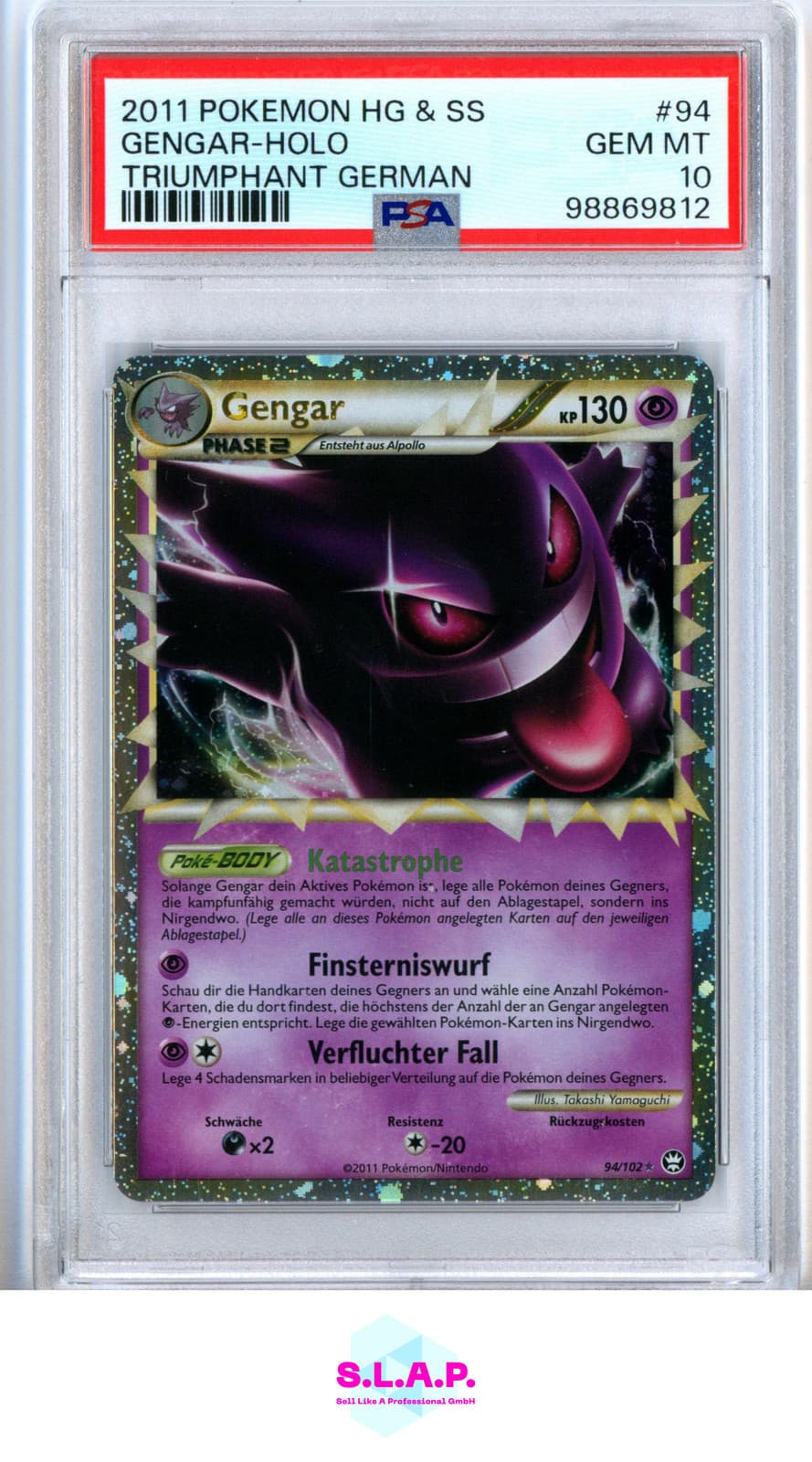 Gengar Pokemon Heartgold & Soulsilver: Triumphant Holo Pop 1 2011 Ger #94 Psa 10