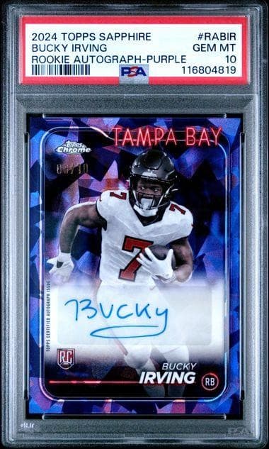 2024 Topps Chrome Sapphire Bucky Irving Purple Variation Rookie Auto /10 PSA 10