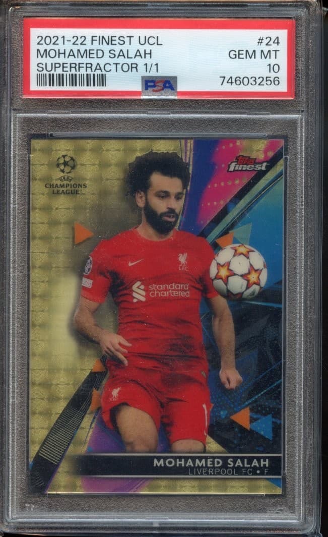 2021-22 Finest UCL Mohamed Salah - Superfractor 1/1 - PSA 10 GEM MT