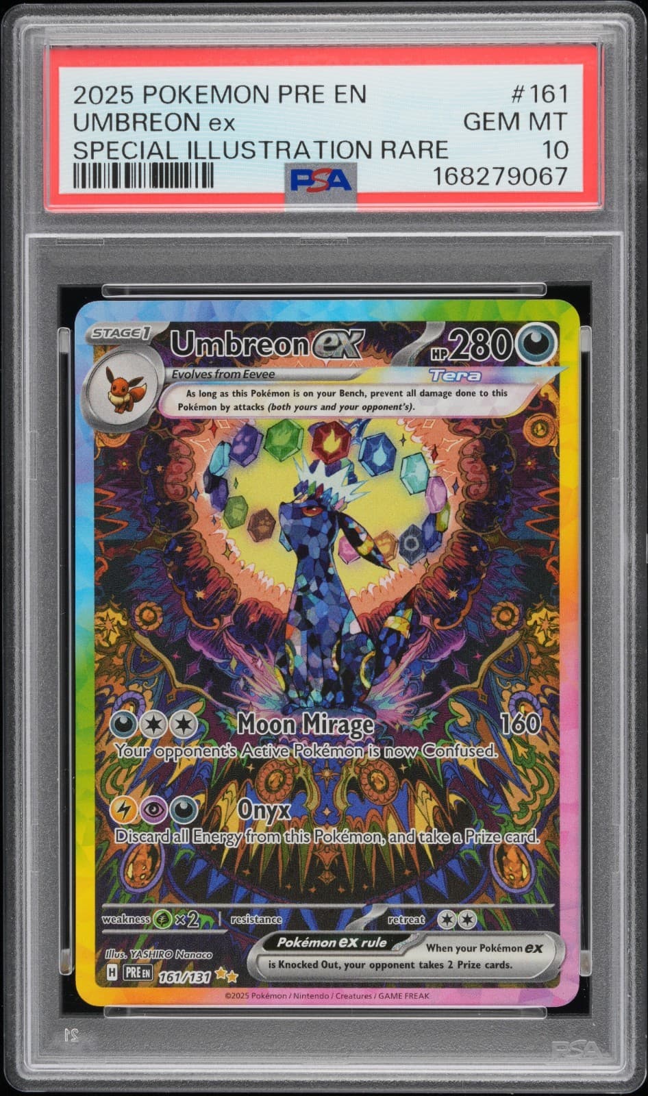 POKEMON UMBREON ex SIR 2025 PRE EN-PRISMATIC EVOLUTIONS #161 PSA 10