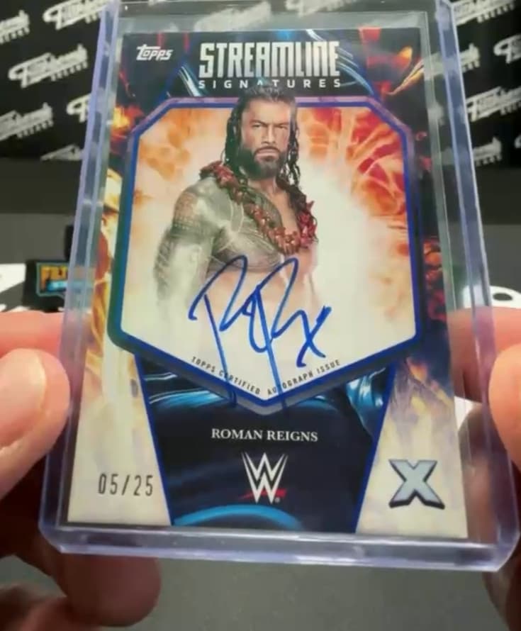 2025 Topps Exalted WWE ROMAN REIGNS Streamline Auto /25 Blue ON-CARD Autograph