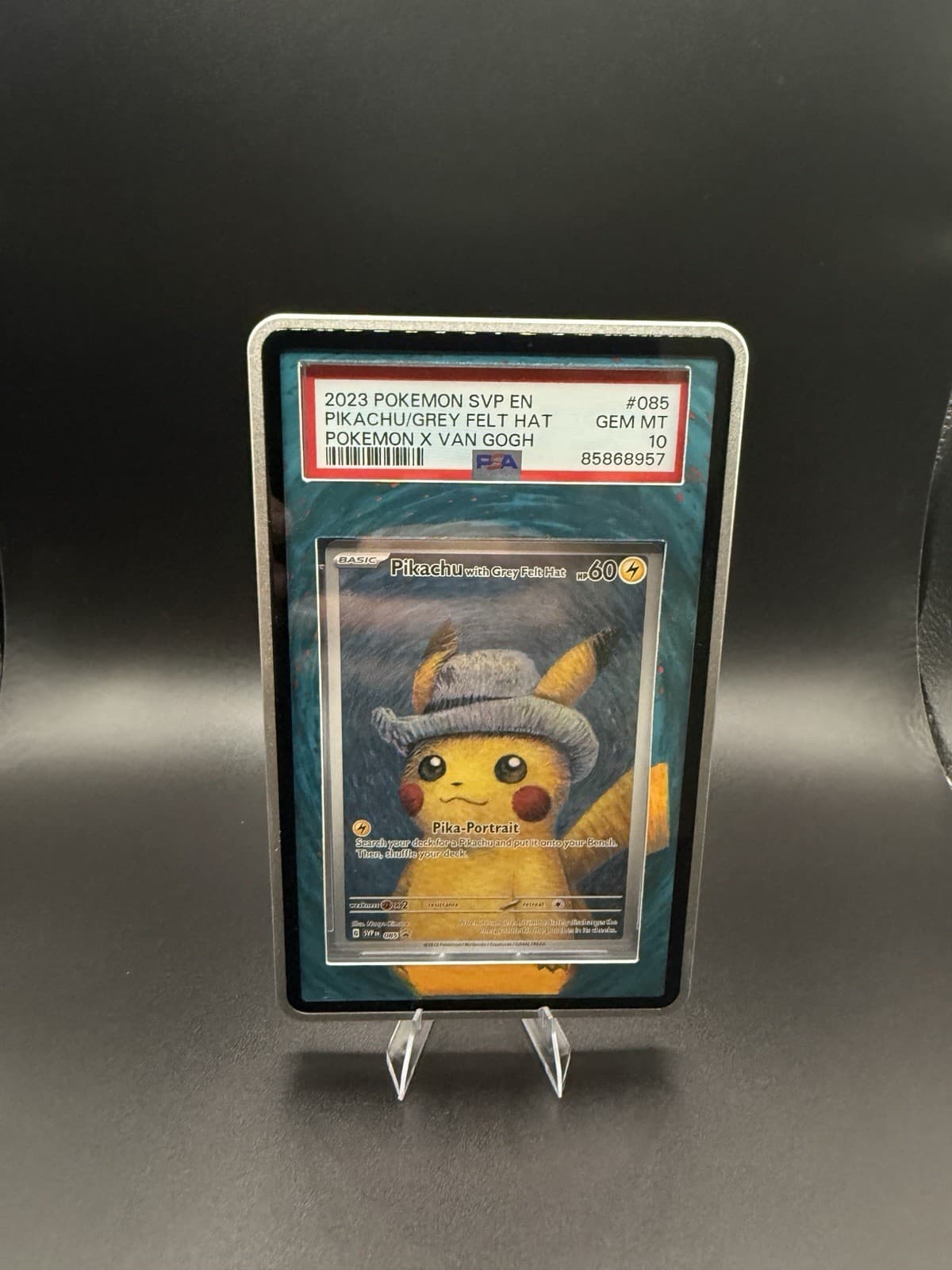 Pikachu Van Gogh Promo Grey Felt Hat SVP 085 Pokemon PSA 10 Gem Mint