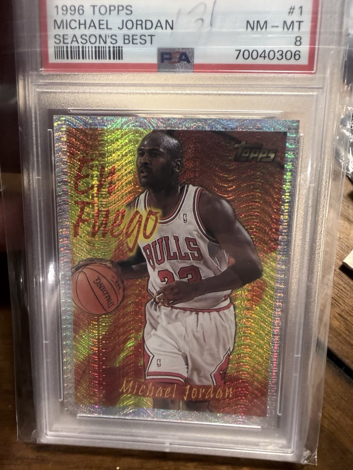 Topps 1996-97 Season's Best En Fuego Michael Jordan Bulls PSA 8 #1