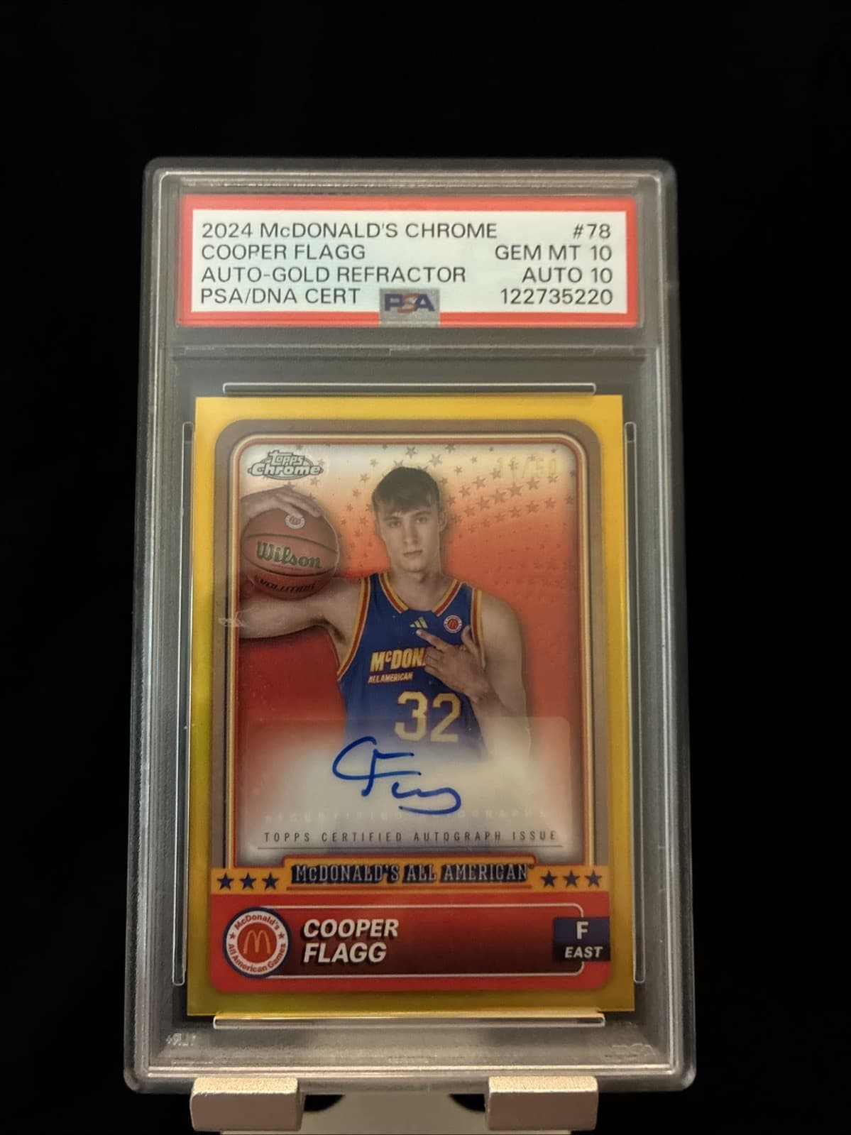 2024 Topps Chrome McDonald's Cooper Flagg Gold Auto /50 Refractor PSA 10 Auto 10