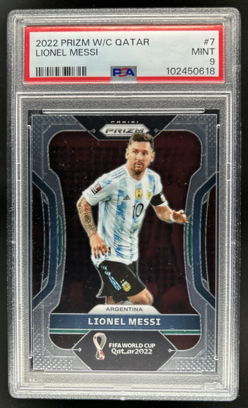 2022-23 Panini Prizm World Cup Lionel Messi #7 Argentina PSA 9