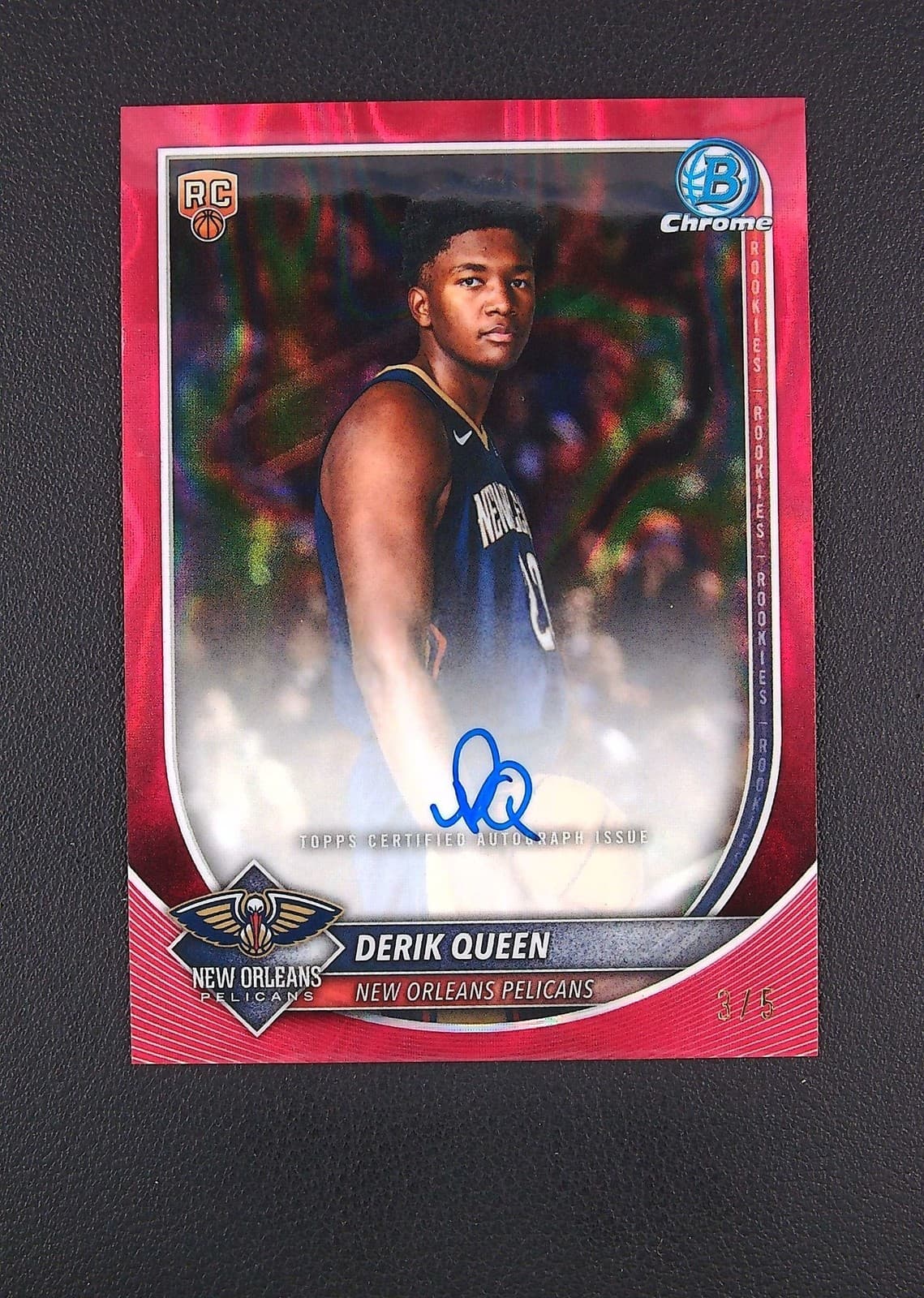 2025-26 Topps Bowman Chrome Derik Queen RC Rookie Auto Red Refractor /5