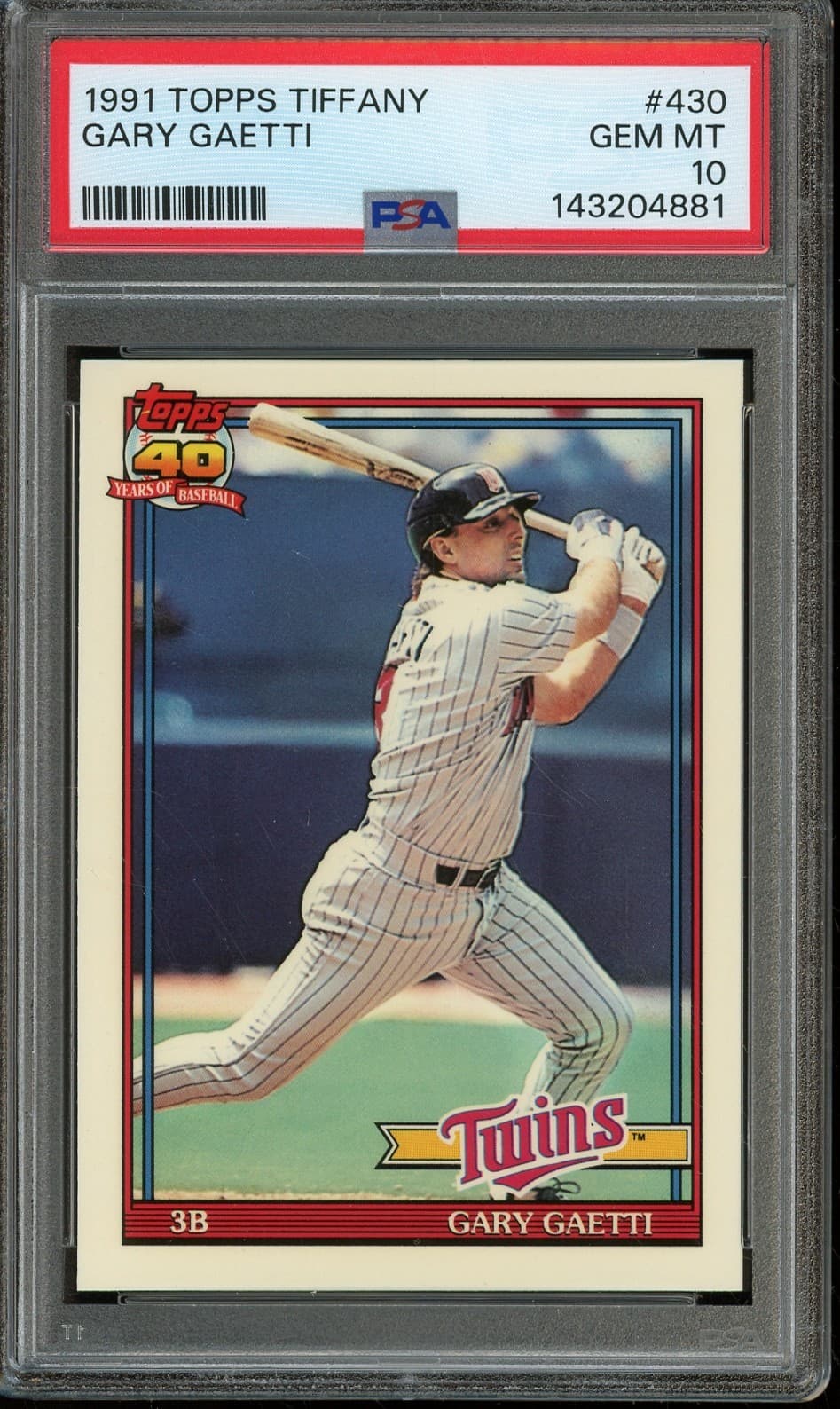 1991 TOPPS TIFFANY #430 GARY GAETTI GEM PSA 10