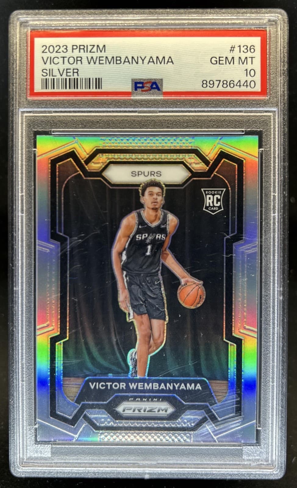 2023-24 Panini Prizm Victor Wembanyama RC Prizm Silver Rookie #136 Spurs PSA 10