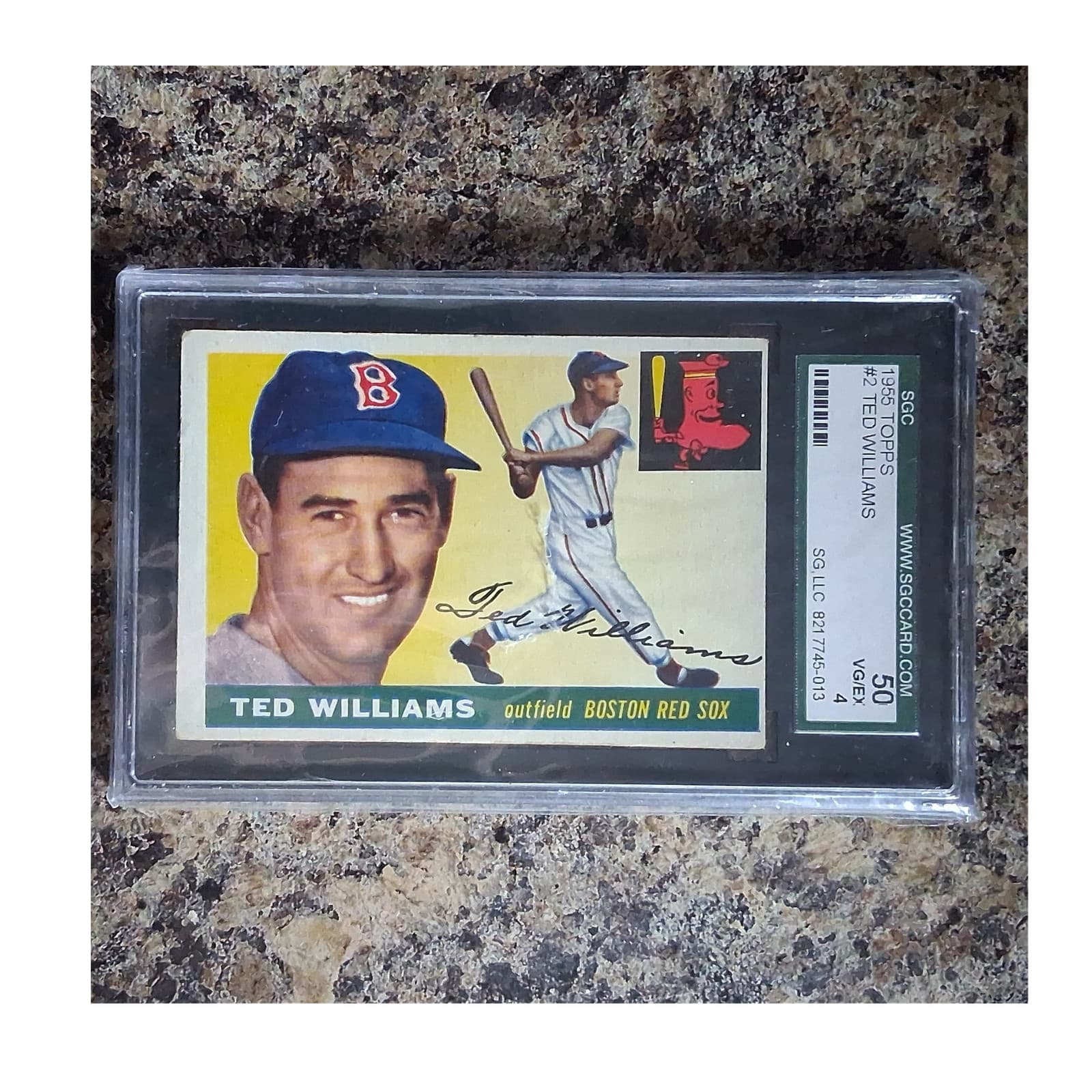 Topps 1955 Ted Williams #2 Boston Red Sox Base Set SGC 50 VG/EX 4