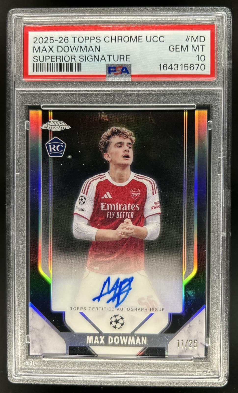 2025-26 Topps Chrome Max Dowman Superior Signatures RC Auto #/25 #SSV-MD PSA 10