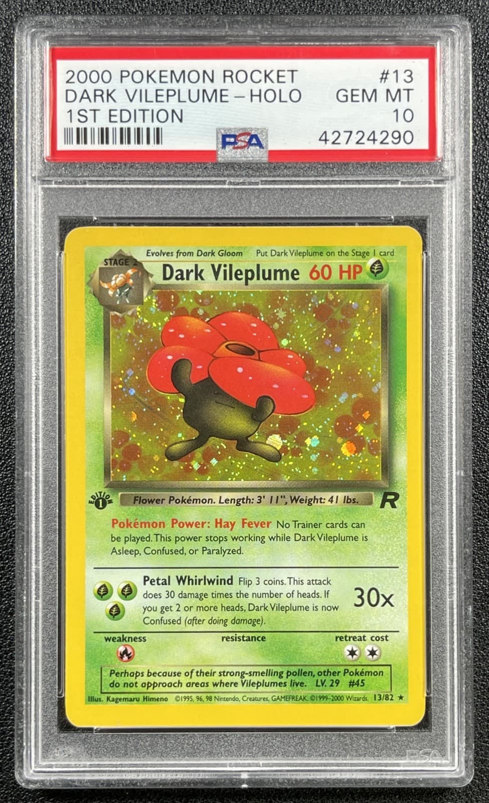 Dark Vileplume Holo 1st Ed Psa 10 2000 Pokemon Team Rocket First Edition #13/82
