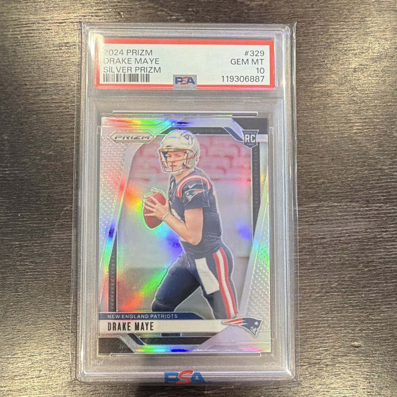 2024 Panini Prizm Drake Maye RC Rookies Silver Prizm #329 PSA 10 Patriots