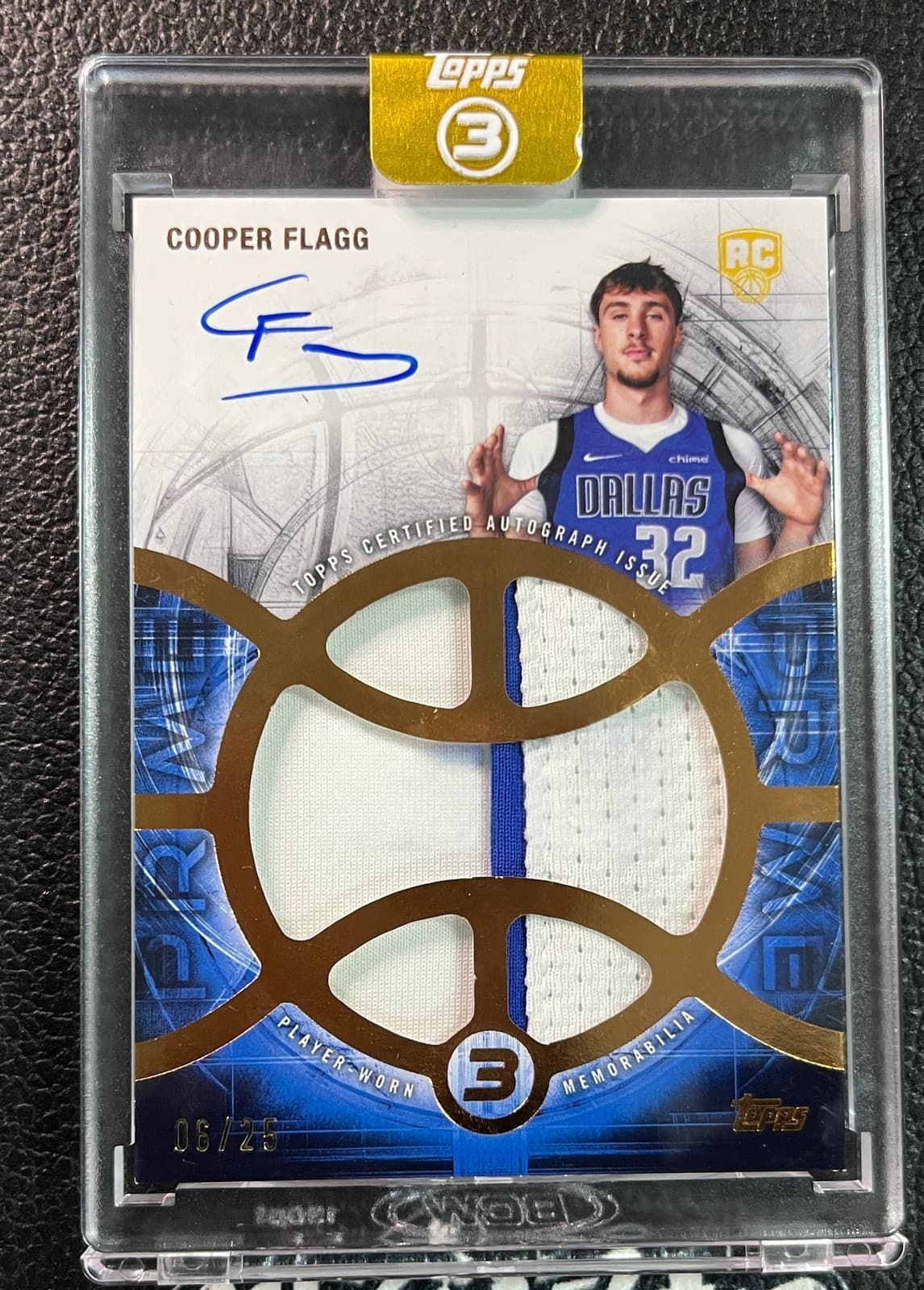 2025-26 Topps Three (3) Cooper Flagg RC Rookie Relic Patch Auto RPA Bronze /25