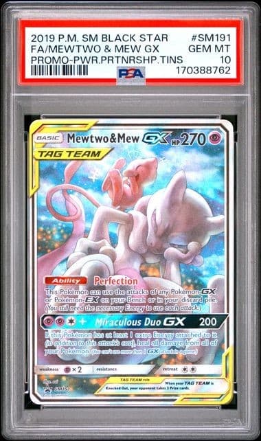 2019 Pokemon Sm Black Star Promo #Sm191 Fa/Mewtwo & Mew Gx Promo-Psa 10!!!!