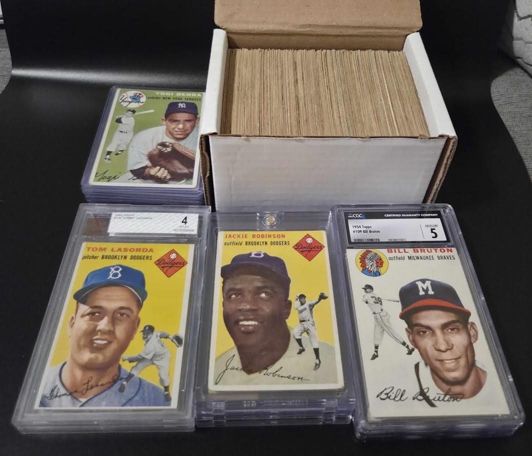 1954 Topps Baseball NR complete set 246/250 no Aaron,Mays,Kaline,Banks, 5 Graded